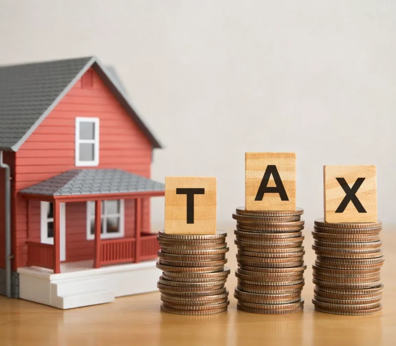 House with alphabets written on the blocks kept on coins